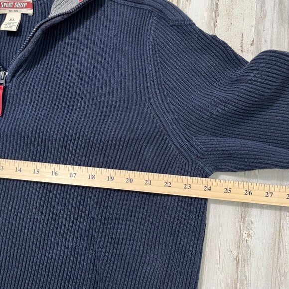 Vintage 90s Eddie Bauer Naby Blue Ribbed Quarter Half Zip Sweater Mens Size XL - Picture 4 of 6